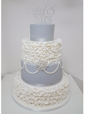 Dove Grey Ruffle Wedding Cake