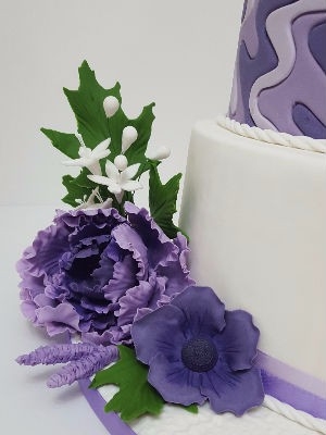 Purple Wave wedding Cake - Closeup