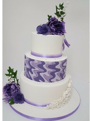 Purple wave wedding Cake
